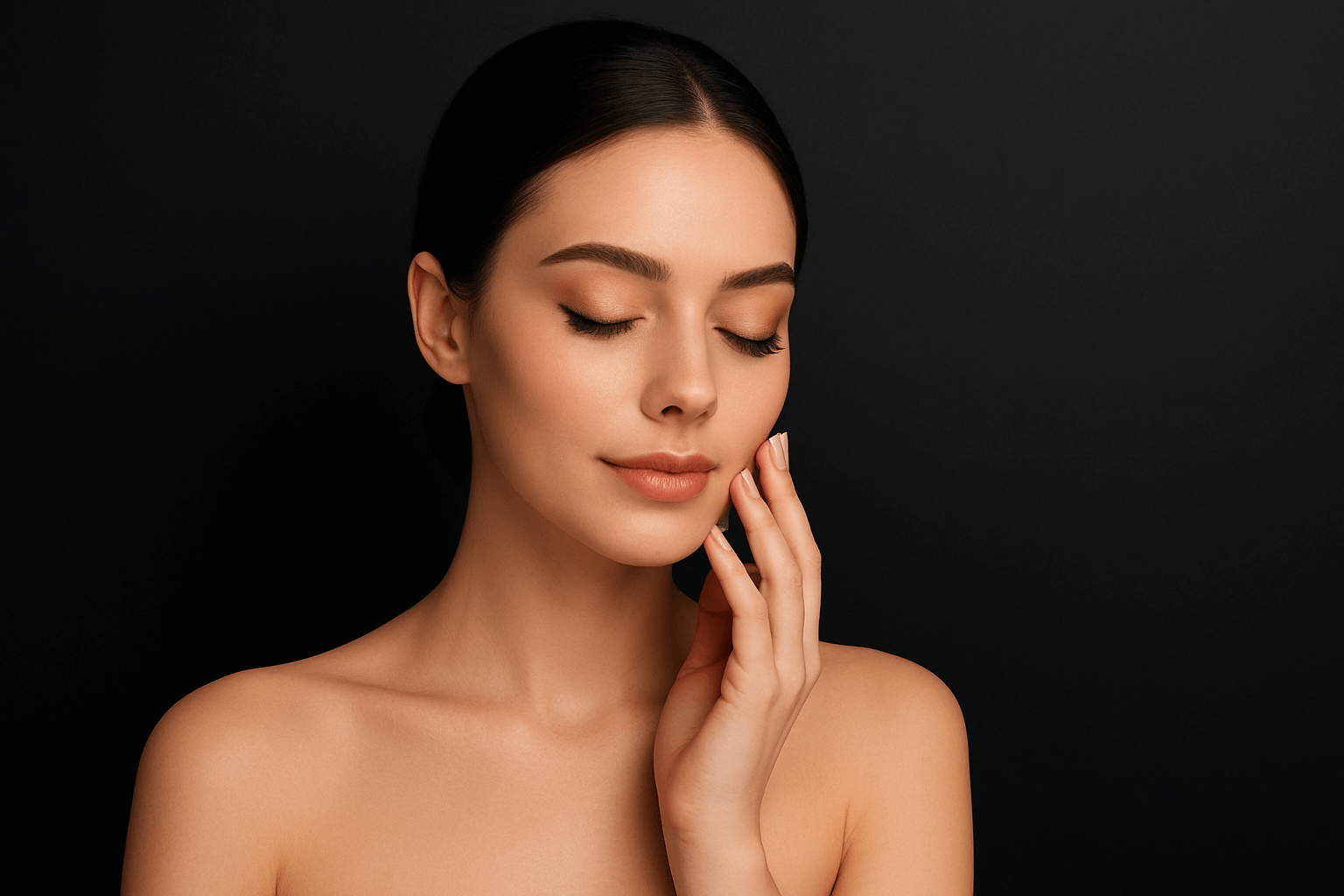 Close-up portrait of a woman with elegant makeup